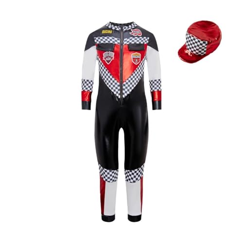 Lito Angels Deguisement Pilote de Course Garcon, Tenue de Course Enfant avec Combinaison et Casquette, Ideal pour Carnaval, Fete Scolaire, Anniversaire et...