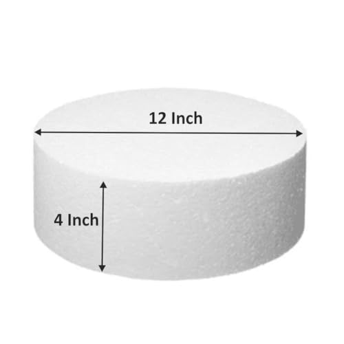 Image of OMKRAFT Round Cake Dummy 12 x 4 Inch | High Density Foam Cake Base for Cake Decoration, Practice & Display | Reusable Dummy Cake for Bakers | Pack of 1