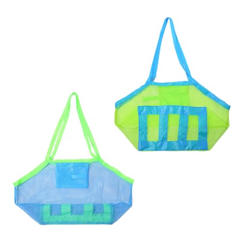 CVFRTT Bolsa De Almacenamiento De Juguetes De Playa De 2 Piezas, Bolsa De Playa De Gran Capacidad, Bolsa De Playa Portátil, Bolsa De Malla Plegable, Suministros De Almacenamiento Al Aire Libre