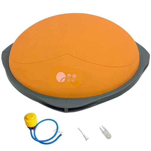 HZYPBS exercise balance ball, half a yoga ball, fitness ball, suitable for core stability training in home gyms, non-slip surface, and balance sports equipmen (Orange love shape-31.5'')