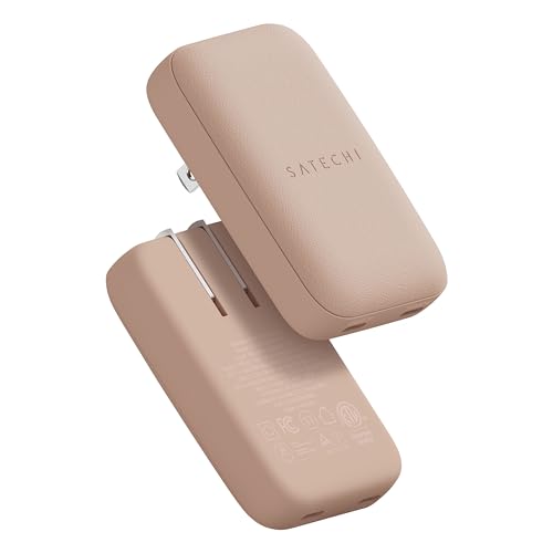 Image of Satechi OntheGo 67W Wall Charger, GaN USB-C Travel Charger (PD 3.0+PPS), 2 USB-C, 67W(1) /45W+20W(2), for MacBook Air /Pro /Neo, iPad Air /Pro, iPhone 17, Galaxy, Pixel, Steam Deck - Desert Rose
