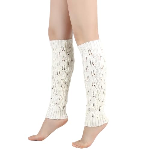 Image of YELAIVP Leg Warmers for Women 80s Cable Knit Leg Warmer Fingerless Gloves Footless Socks for Dance Yoga Party Accessory