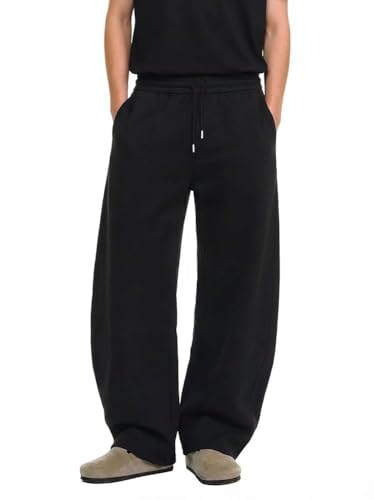 Image of Mens Baggy Sweatpants Wide Leg Casual Elastic Waist Drawstring Athletic Loose Jogger Fall Sweat Pants with Pockets