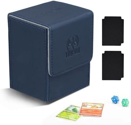 6-in-1 verzamelkaartenopbergdoos, magnetische deck-dozen voor 1200 kaarten, PU-leer, flipkaartenbox met scheidingswanden, speelkaartendeck-boxen, compatibel met MTG TCG YuGiOh kaarten (zwart blauw