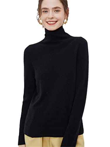 Women 3D Knit Seamless Cashmere Sweaters Pullovers Turtleneck Vintage Jumper Black Xl #TOP25
