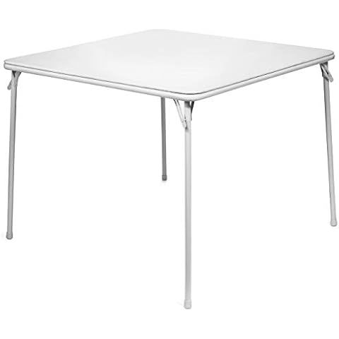 XL Series Square Folding Card Table - 38" - Easy-to-Use Collapsible Legs for Portability and Wheelchair Accessibility - Vinyl Upholstery for Convenient Cleaning - Steel Frame, White Cover