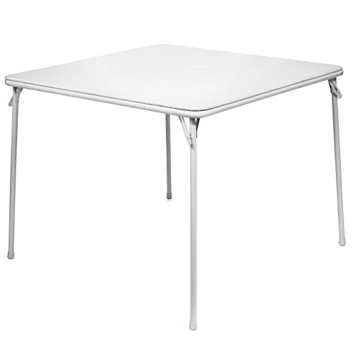 XL Series Square Folding Card Table (38") - Easy-to-Use Collapsible Legs for Portability and Storage - Vinyl Upholstery for Convenient Cleaning - Steel Construction, Wheelchair Accessible (White)
