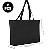 KUIZHEN Cotton Bag, 2 PCS Bag Tote Reusable Large Canvas Bags with Handle Blank Cotton Bags for Shopping and Travelling 45 x 35 cm Black #3