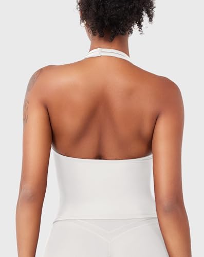 YEOREO Womens Halter Tank Tops Workout Impact Longline Strappy Top Padded Deep V Neck Wrap Gym Backless Bra Camisole4