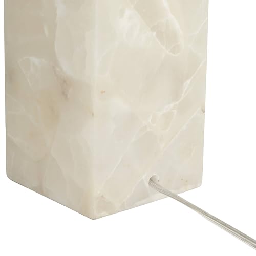 360 Lighting 87-2305-600 Arlanza 26 Inch High Rectangular Mid Century Modern Coastal Table Lamp White Faux Alabaster Finish Single Linen Shade Living Room Bedroom Bedside Nightstand House Office Home Reading thumb #6