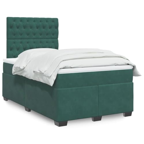 qohoio Cama Box Spring con colchón Bed Frame Cama con colchon somier Mueble Cama Estructura Cama Terciopelo Verde Oscuro 120x200 cm - 3290891