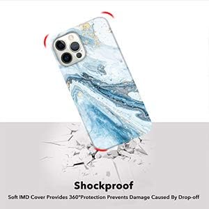 hepix iPhone 12 Pro Max Case Marble Gold Sparkle Glitter iPhone 12 Pro Max Phone Case Blue Marble for Women Girl iPhone 12 Promax Case Marble IMD Shockproof Cover for iPhone 12 Pro Max 6.7 Inch 2020