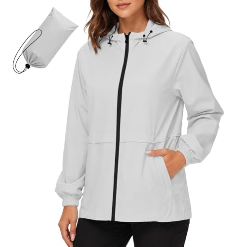 Chaqueta impermeable ligera de mujer ideal para viajes de senderismo activa