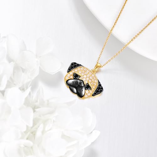 YFN Mops Kette 925 Sterling Silber Hund Anhänger Halskette Süße Tiere Schmuck Geschenke für Damen