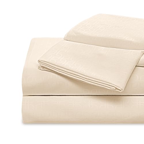 SLEEP ZONE Soft Sheets for Queen Size Bed, 4 Pieces Hotel Luxury Sheet Set, Easy Care Polyester Microfiber Cooling Sheet & Pillowcase Sets (Beige-Four Leaf Clove, Queen)