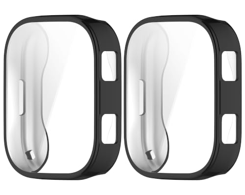 SHEAWA for Amazfit Bip Max �P�[�X �J�o�[ 2�Z�b�g �ی�P�[�X ��ʕی� TPU �\�t�g�J�o�[ �Ռ��z�� �d�C���b�L �A�N�Z�T���[ (�u���b�N)