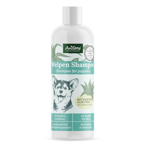 AniForte Aloe Vera Welpenshampoo für Hunde 200ml - Hundeshampoo mild & parfümfrei, Welpen Shampoo für Junghunde & empfindliche Hunde, für glänzendes & leicht kämmbares Fell