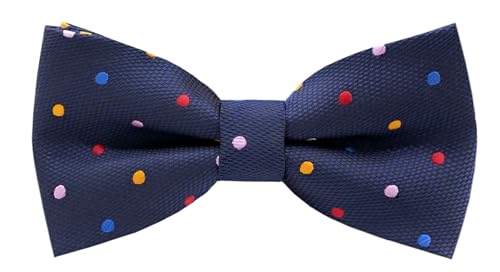 Carahere Boys Handmade Pre-Tied Classic Polka Dot Bow Ties Blue Red
