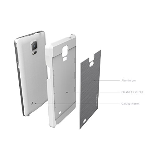 Galaxy Note 4 Case, MOTOMO [Blue] Galaxy Note 4 Case Aluminum [Brushed Aluminum] [Straight Edges] Metal Cover Protective Case for Galaxy Note 4 / Super slim fit - Retail Packaging (AQUA BLUE)