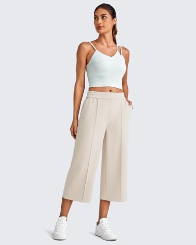 G4Free Smoofit Modal Soft Women's Wide Leg Capri Sweatpants High Waist Casual Lounge Cropped Pants with Pockets4