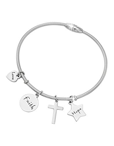 Tstars Christian Bracelet for Women - Love Faith Hope - Cross Inspirational Faith