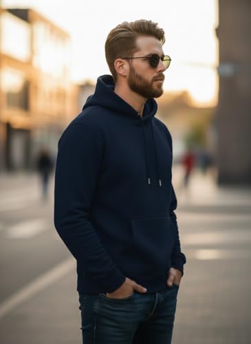 Image of Men Regular Fit Fleece ||Black||Hoodie Solid||Sweatshirt-JM3860