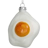 Produit : pendentif de sapin de Noël - Figurine œuf au plat / Matériau : verre / Dimensions (H x l x L) : environ 11 x 4,5 x 11 cm - Contenu : 1 figurine de sapin de Noël - Couleur : blanc - jaune
