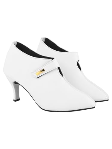 Image of Shoetopia Women's Pointed Toe Heeled Bellies - Elegant Slip-On Pumps with Strap Detail | Office Shoes