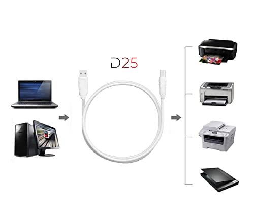 Image of D25 USB 2.0 High Speed Printer Scanner Cable A Male to B Male Printer Cable For HP LaserJet M1005 MFP Printer (3 METER)