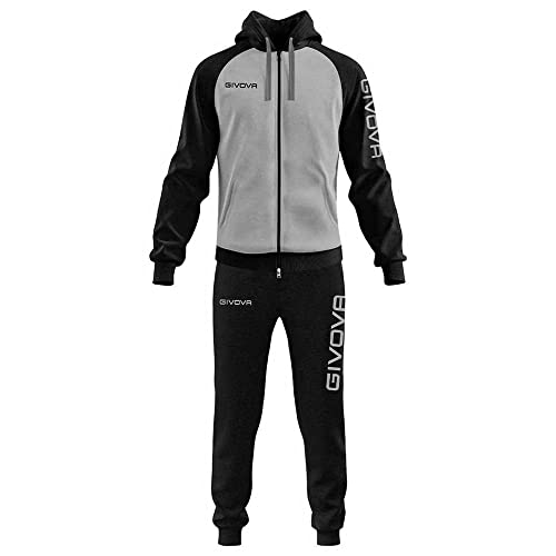 GIVOVA TUTA SUPER KING FELPA GRIGIO MELANGE CHIARO/NERO Tg. L