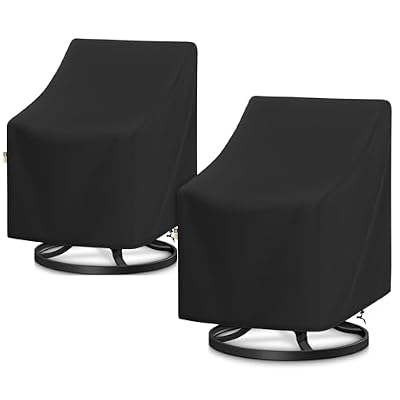 Arcedo Waterproof Outdoor Chair Covers 2 Pack for Lawn Furniture, Patio Lounge Deep Seat Swivel Chair Cover Fade Resistant All Weather Protection, 34”W x 30”D x 38.5”H, Black