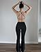 AUROLA Fire Flare Leggings for Women, Crossover High Waisted Yoga Pants Tummy Control Wide Leg Bootcut Leggings-30 Inseam(Black,M)