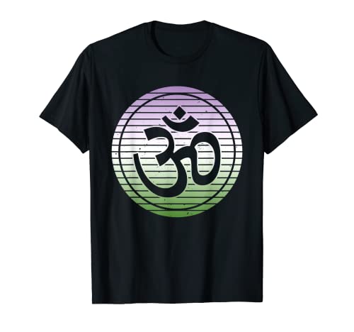 Om Sign LGBTQ Nonbinary Bandera Vintage Retro Namaste Gay Pride Camiseta