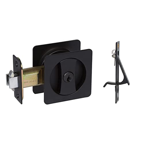 Delaney 370004 Black Contemporary Entrance Square Pocket Door Lock thumb #1