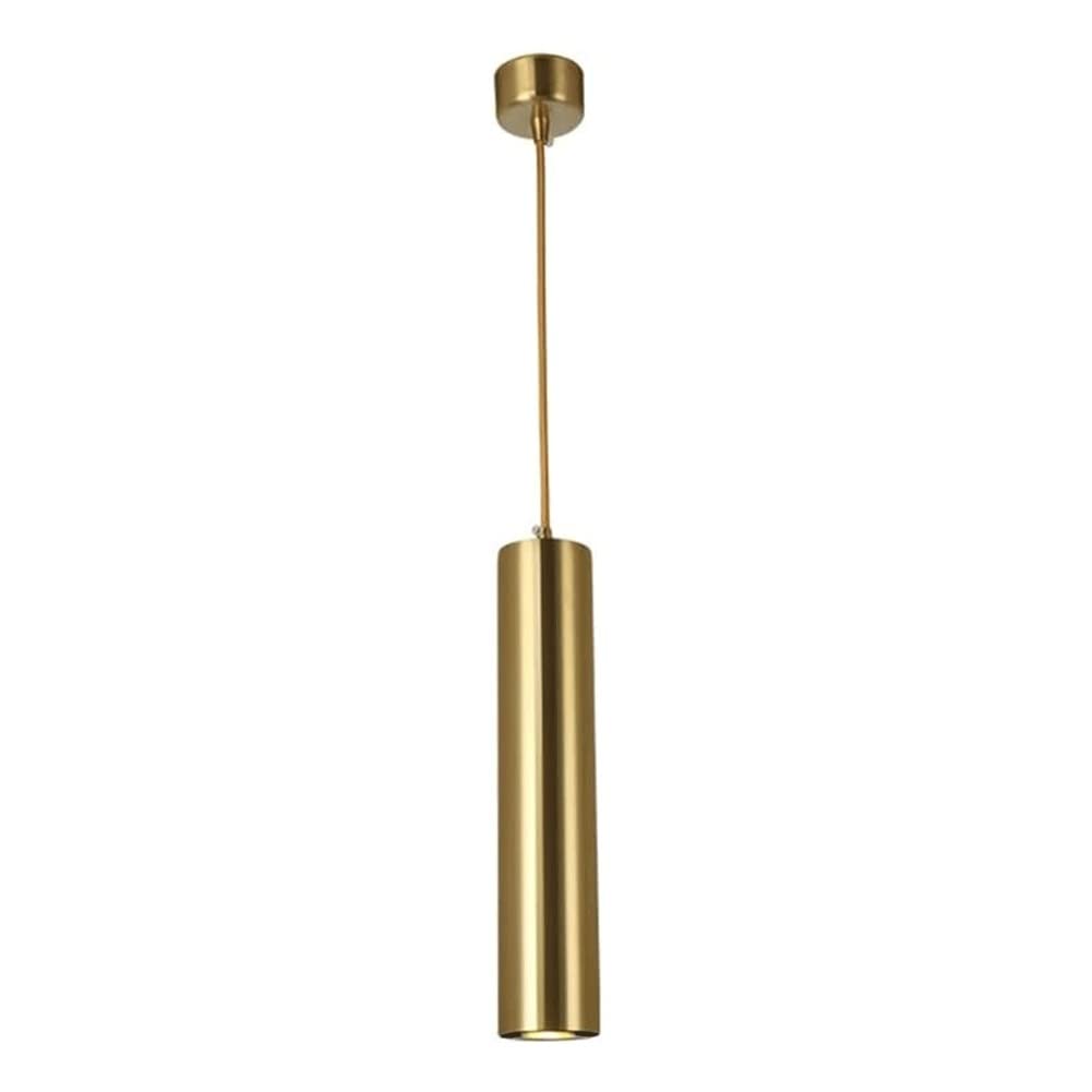Lustre moderne à long tube doré avec suspension cylindrique pour îlot de cuisine