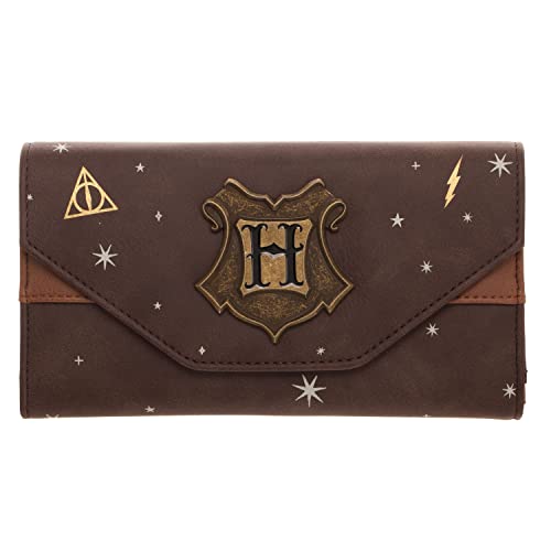 Harry Potter Hogwarts Metal Crest Foldover Flap Wallet Satchel Clutch Purse