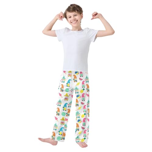 Summer Gnome Watermelon Boys Long Pants Soft Trousers Elastic Waist Kids Lounge Bottoms with Pockets S-XL2