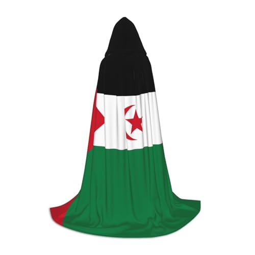 WZYCWB Unisex Hooded Cape, Western Sahara Flag Design, Adult, Large, Black, Polyester, Anniversary