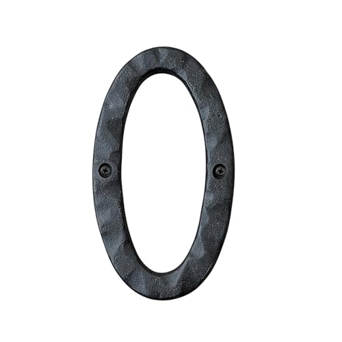 Image of NACH House Numbers for Outside, 5.5 inch Black Address Numbers for House - Number 0 - Rustic Numbers for Outside with Mounting Hardware