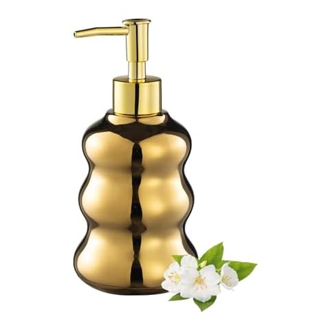 Gold Soap Dispenser Pump, Leak-Proof Design Hand Lotion Bottle, Soap Pump Dispense, Refillable Liquid Hand Soap Jar, Ceramic Soap Dispensers for Bathroom, Kitchen Cover