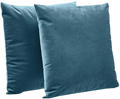 Amazon Basics 2-Pack Velvet Fleece Decorative Throw Pillows – 18″ Square, Deep Teal