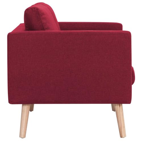 Sofá de tela de 3 plazas rojo vino cómodo con fundas extraíbles y marco de madera 7