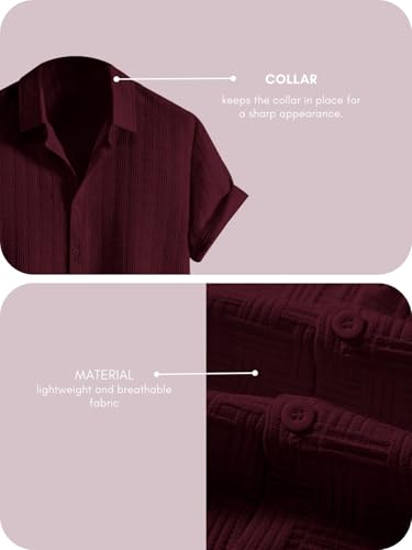 Image of Leriya Fashion Men's Formal Button Down Shirt - Slim Fit Office Wear Shirt for Men | Textured Short Sleeve Polycotton | Business & Meeting Ready (Available in Plus Size)