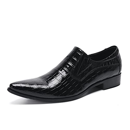 Men's Leather Shoes, Business Plaid Simple Men's Dress Shoes, Wedding Party Banquet Nightclub Stage Host Barber Uniform Office Work Shoes