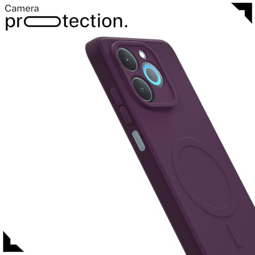Image of Outlouders Back Cover for Realme P4 Lite 4G Soft Matte Silicone Cover with Slim Fit | Mag-Safe Logo (Not Mag-Safe Compatible) | Shockproof | Camera Protection Bumper Case (Purple)
