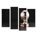 islandburner Prime Bild auf Leinwand Goldener Fußball Pokal auf dunklem Hintergrund für Wohnzimmer Fußballfans Sportgeschäft Bilder Wandbilder Poster