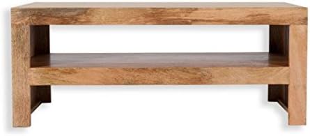 Petite Mango Wood Cube Coffee Table - Perfect Coffee Tables For Any Hallway, Living Rooms, Dining Room, Conservatory and Bedroom featuring a Natural Rustic Style