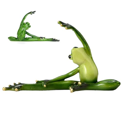 AZIDWERYQ Rana yoga, statuetta di rana che preme le gambe divertente e creativa, statua 4, 5x8x2, rane in resina vivide e vivaci, decorazione per tavolo, mensola, statua del cruscotto dell'auto