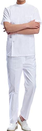 Neutral Medical Scrub Suit Doctors Nurse Hospital Uniform Set Top + Pants (White for Men, XL)