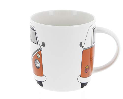 Brisa Vw Collection - Volkswagen Samba Bus T1 Camper Van Coffee Mug, Tea Cup For Kitchen, Garage, Office - Camping Equipment / Gift-Idea / Souvenir (Design: Front/Orange/White) #TOP4